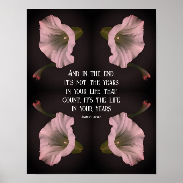 Poster Citação Inspiradora de Vida da Flor da Glória da M (Frente)