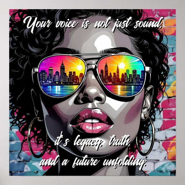 Poster Citação Inspiradora e Mulher da Cidade (Frente)
