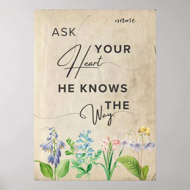 Poster citação inspiradora floral minimalista estética (Frente)