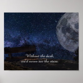 Poster Citação Inspiradora Lua e Estrelas