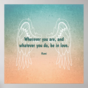 Poster Citação Inspiradora Motivacional Rumi Asas de Anjo