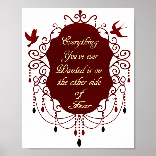 Poster Citação inspiradora sobre sonhos e coragem (Frente)