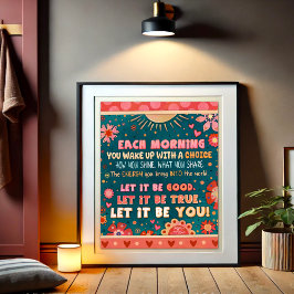 Poster Citação Inspiradora Verde Rosa Motivacional Seja v