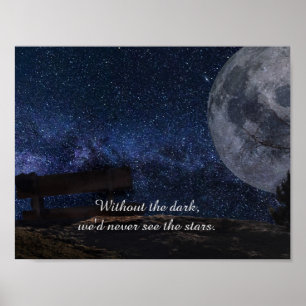 Poster Citação Inspirativa de Lua e Estrelas