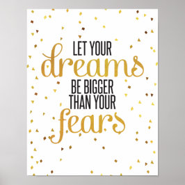 Poster Citação Inspirativa de Sonhos Pretos e Dourados