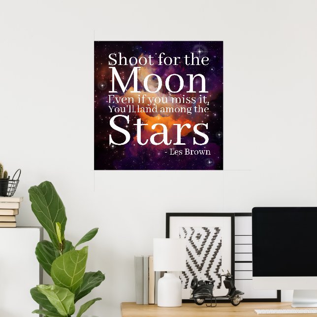 Poster Citação Inspirativa Nebula Laranja Roxa (Escritório em casa)