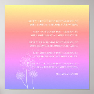 Poster Citação Inspirativa | Pensamento Positivo Gandhi