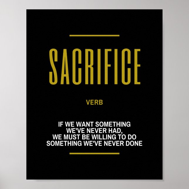 Poster Citação Inspirativa Sacrificada Sobre Sucesso (Frente)