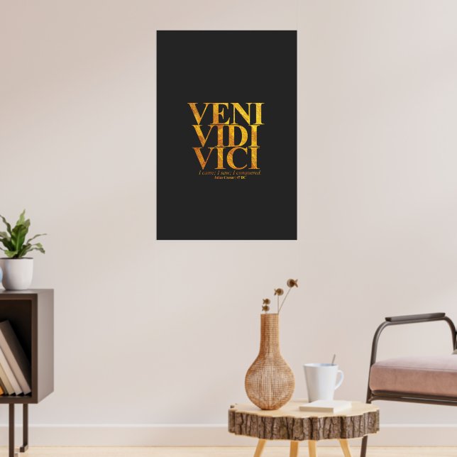 Veni Vidi Vici Poster Citação Latim Tradução Vim Conquistei