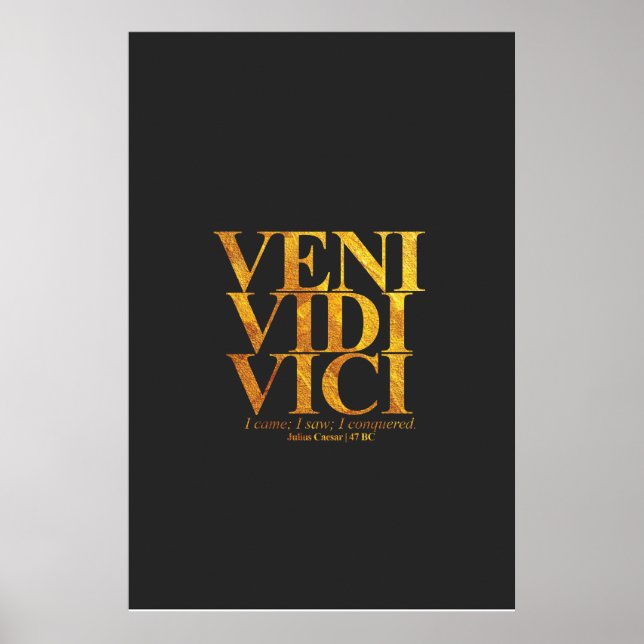 Poster Citação latina de Veni Vidi Vici Júlio César. (Frente)