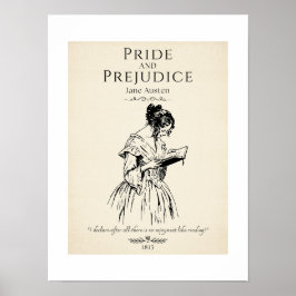 Poster Citação Literária de Jane Austen Orgulho e Preconc