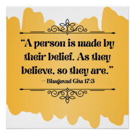 Pôster Citação Mínimalista Bhagavad Gita, Ouro inspirada