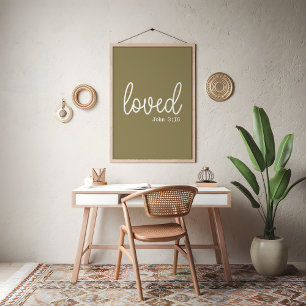 Poster Citação minimalista de amor fé em verde oliva