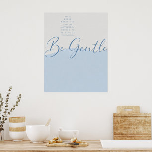 Poster Citação Minimalista de Autocompaixão em Azul Suave