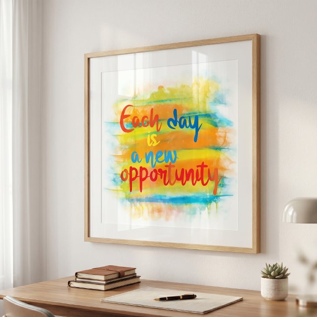 Poster Citação Motivacional Aquarela Nova Oportunidade (Criador carregado)