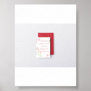 Poster Citação Motivacional Arte Floral Rosa Bonita