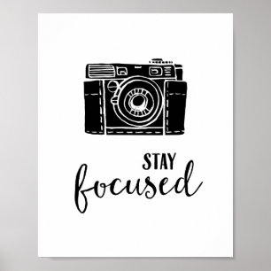 Pôster Citação Motivacional Câmera Vintage Foco