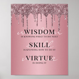 Poster Citação Motivacional com Brilho Rosa Dourado