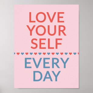 Poster Citação Motivacional de Amor Corações Vermelhos e 