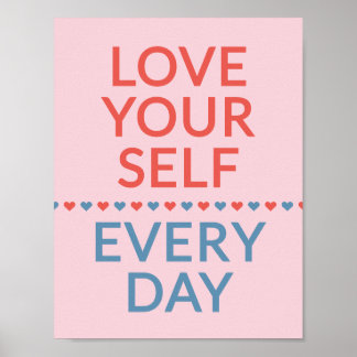 Poster Citação Motivacional de Amor Corações Vermelhos e