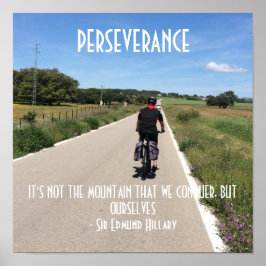 Pôster Citação Motivacional de Ciclismo de Perseverança