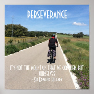 Pôster Citação Motivacional de Ciclismo de Perseverança