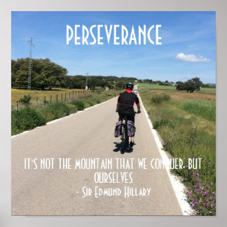 Pôster Citação Motivacional de Ciclismo de Perseverança
