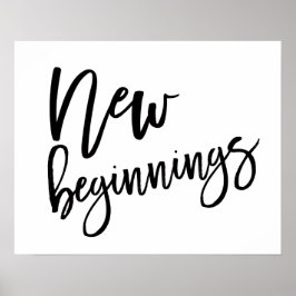 Poster Citação Motivacional de Novos Começos Preta