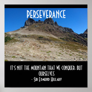 Poster Citação Motivacional de Subida de Montanha Perse