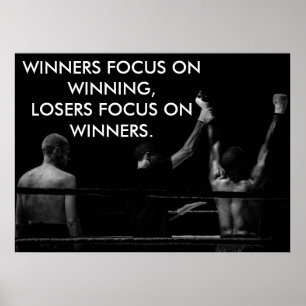 Pôster Citação Motivacional de Vitória no Ringue de Boxe