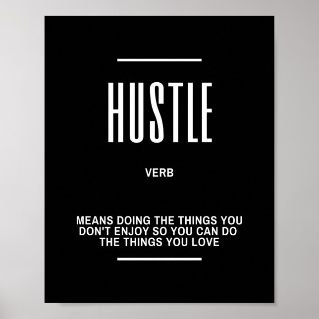 Poster Citação Motivacional do Duro Hustle (Frente)