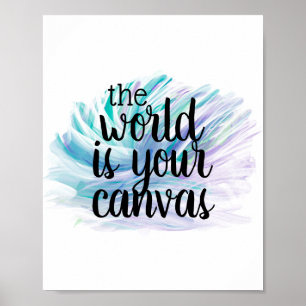 Poster citação motivacional do mundo é sua canvas