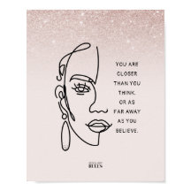 Citação Motivacional entre Lady Face Rosa Dourada