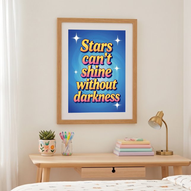 Poster Citação Motivacional Estrela Gradiente Rosa Amarel (Criador carregado)
