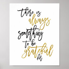 Poster Citação Motivacional Grata Preto/dourado