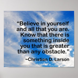 Pôster Citação Motivacional Nunca Deixou de acreditar em 