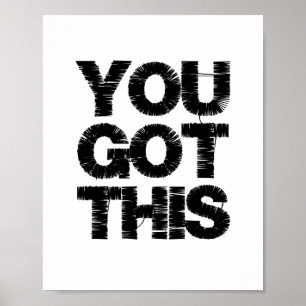 Poster Citação Motivacional Preto e Branco Você Consegue