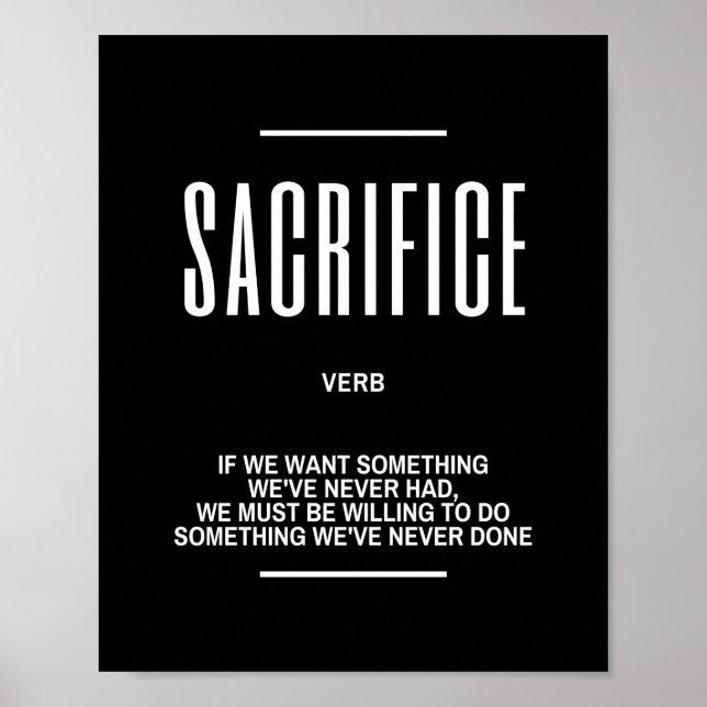 Poster Citação Motivacional Sobre Sacrifício (Frente)
