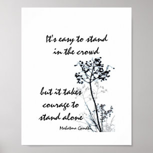 Pôster citação motivadora de Gandhi em preto e branco