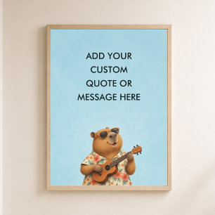 Poster Citação Personalizada Ukulele Capybara Animal Engr