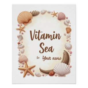 Pôster Citação personalizada “Vitamin Sea” com Nome