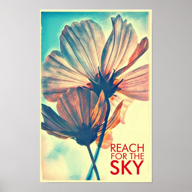 Poster Citação Rosa Cosmos Alcançar o Céu (Frente)