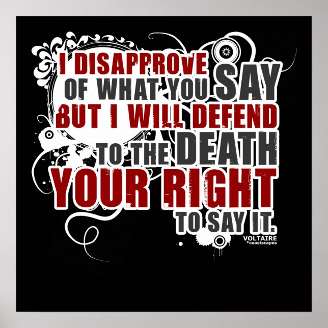 Pôster Citação Voltaire (Cor) (Frente)