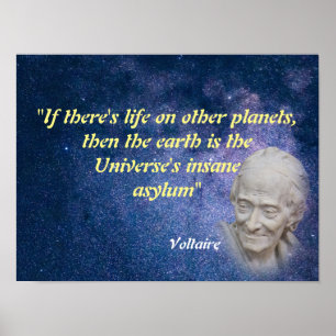 Poster Citação Voltaire Sobre A Vida Em Outros Planetas P