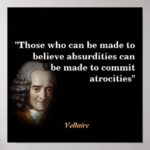 Poster Citação Voltaire Sobre Absurdos E Atrocidades