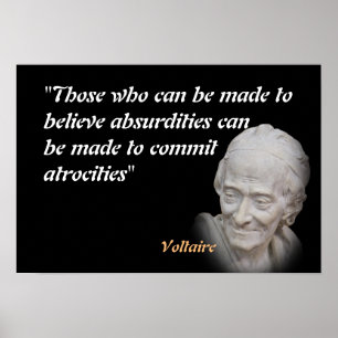 Poster Citação Voltaire Sobre Absurdos E Atrocidades