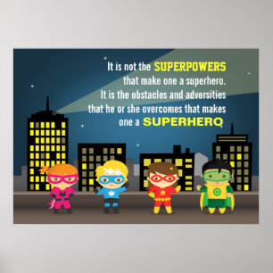 Poster Citações coloridas do super-herói da motivaçã