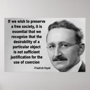 Poster Citações da sociedade livre de Hayek