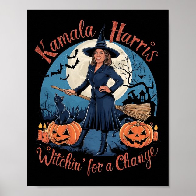 Poster Citações de Bruxas de Halloween de Kamala Harris E (Frente)