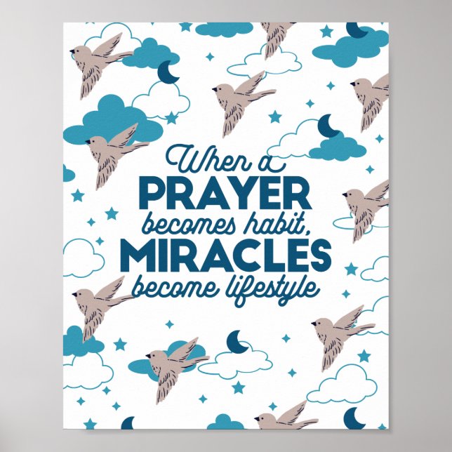 Poster Citações de fé e padrão de aves (Frente)
